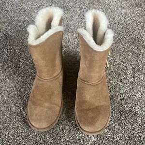 BEARPAW Womens Suede Wool Booties/Slippers